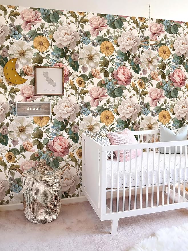 Orainege Vintage Floral Peel and Stick Wallpaper for Bedroom | 16.9inx196.8in Floral Contact Paper Self Adhesive Wallpapers for Bathroom Nursery Cabinets Decor Vinyl Roll - Image 6