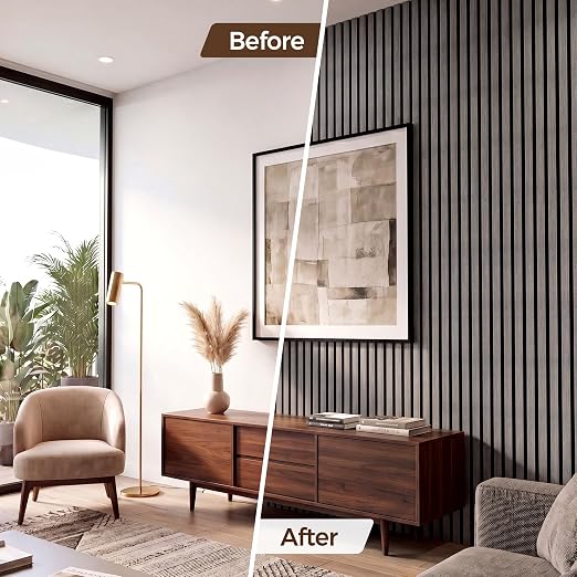 Acoustic Wood Slat Panels, Soundproof Wooden Wall Panels, 3D Fluted Panel for Interior Wall Decor, Living Room, Bedroom (Gray, 106 * 47.2 inch) - Image 5