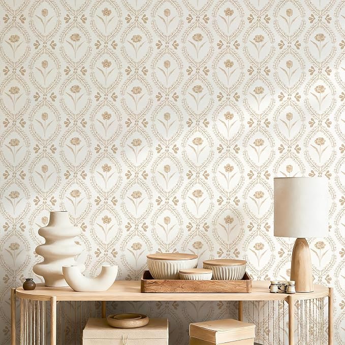 Orainege Peel and Stick Wallpaper Vintage Floral Wallpaper | 16.9in x118.1in Leaf Contact Paper Vinyl Waterproof Self Adhesive Botanical Wallpapers for Bedroom Shelf Decor - Image 2