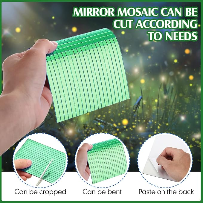 7200 Pieces Green Disco Mirror Tile Self-Adhesive Mirrors Mosaic Tile - Image 3