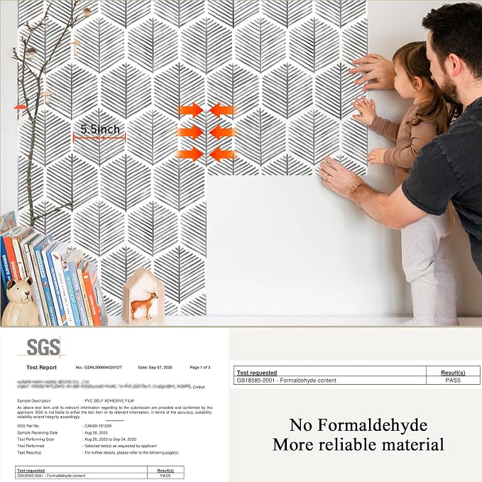MelunMer Grey Modern Peel and Stick Wallpaper Boho Removable 17.3''×393'' | Dark Grey Contact Paper Self Adhesive Wallpaper for Bedroom/Bathroom Waterproof Geometric Contact Paper for Cabinets Drawer - Image 4