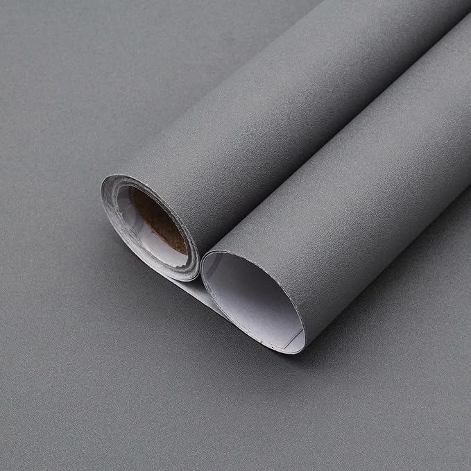 Yancorp 16"x120" Matte Dark Gray Contact Papaer Peel and Stick Wallpaper Vinyl Wrap Countertop Wallpapers Waterproof for Cabinets Drawers Bedroom Kitchen Self-Adhesive Wallpaper by YancorpHomeDecor