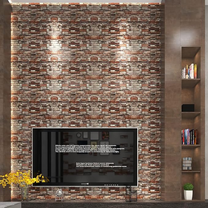 Yutianli 7mm Thick Anti-Collision self Adhesive 3D Wall Panels Peel and Stick,10-Pack 57 Sq.Ft Antique Foam Wall Panel Faux Brick Wall Panels Faux Stone Wall Panels for Bedroom (10, Style D) - Image 3
