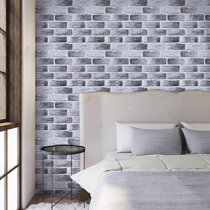 Commomy 3D Wall Panels Peel and Stick Faux Brick 10 Pcs 11.8" x 11.8" | Small Size Thin PVC Brick Wallpaper Tiles Backsplash for Kitchen,Bedroom,Living Room,Quick DIY Wall Decor(Covers 9.7 sq.ft) - Image 7