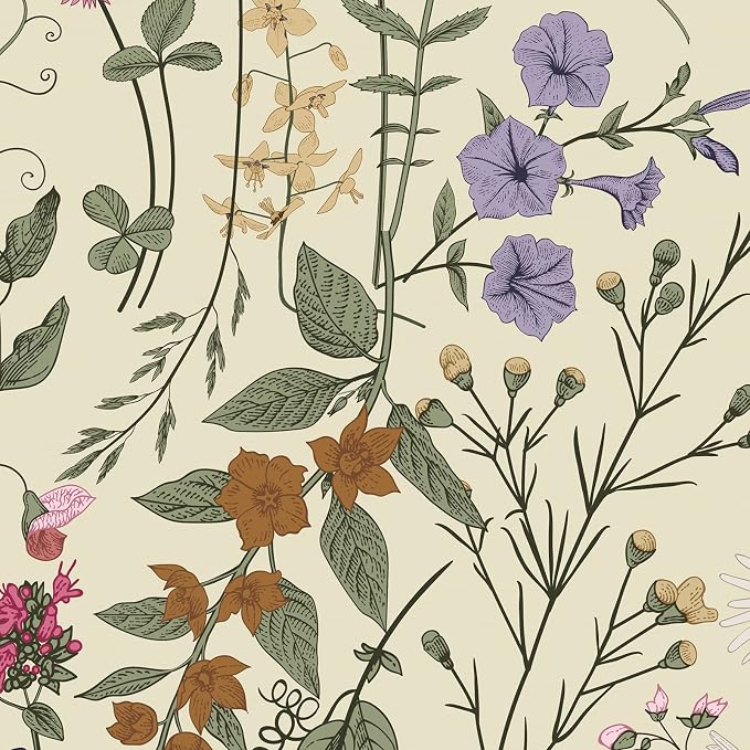 JiffDiff Floral Wallpaper Peel and Stick- 1181" x 17.3" Farm Floral Wall Paper, Wildwood Daisy Self Adhesive Stick On Wallpaper Removable Contact Paper - Image 9