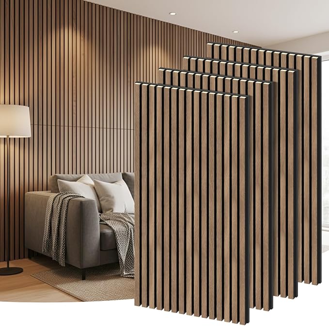 RITOLLO 4 Pack Wood Panels for Wall, 47.2"×23.6"×0.7" Wood Slat Acoustic Panels for Wall, Soundproof Panels, 3D Fluted Panels for Interior Wall Decor (Natural Walnut) by Ritollo