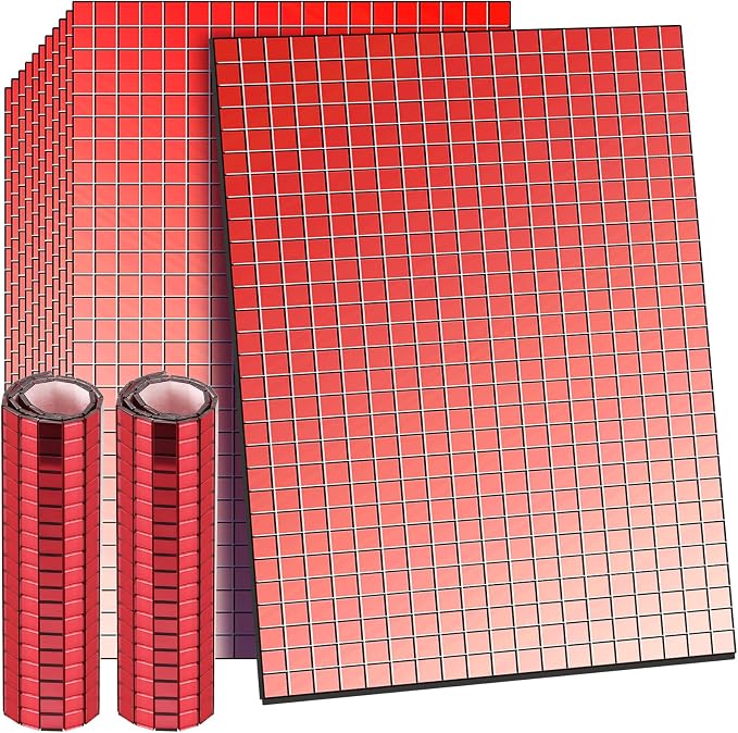 7200 Pieces Red Disco Mirror Tile Self-Adhesive Mirrors Mosaic Tile by Romooa