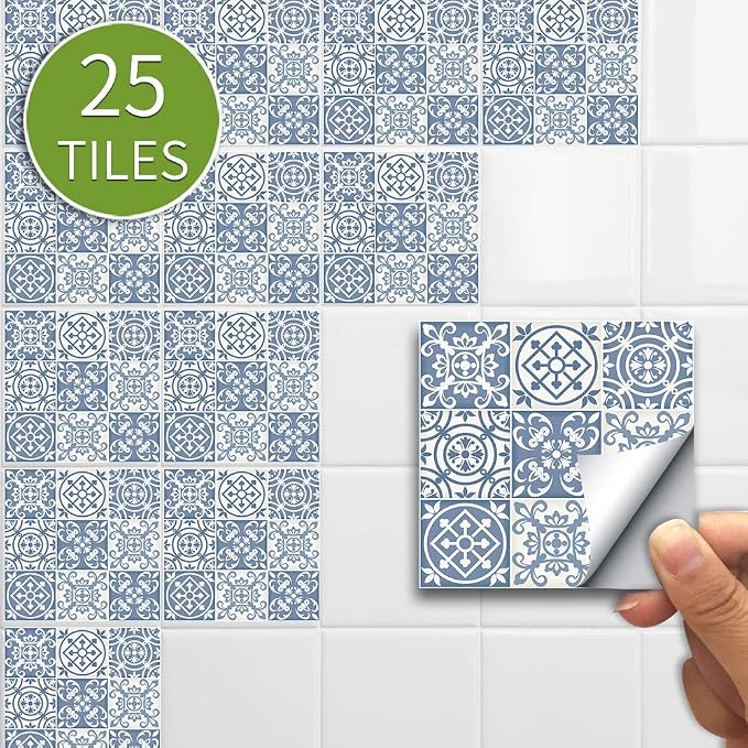 Alwayspon 25 Pcs Self-Adhesive Decal for Home Decor, Peel and Stick Wall Tile Sticker for Kitchen Bathroom, 4x4inch - Image 2
