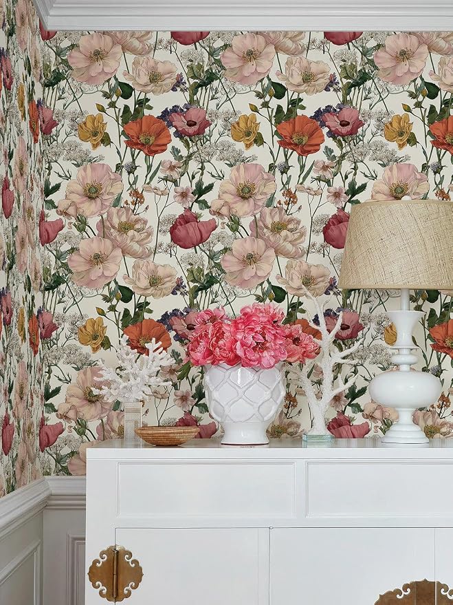 Orainege Floral Wallpaper Peel and Stick Vintage Floral Contact Paper | Green Leaf Contact Paper - Image 4