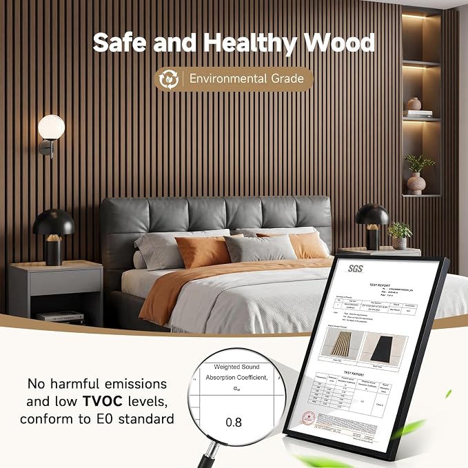 INMOZATA Wood Panels for Wall Acoustic Wood Slat Wall Panels Walnut | 3D Fluted, Soundproof Wall Paneling for Interior Accent Wall Decor Living Room Bedroom & Office, 4 Pack 94.5" x 7.9" 21 ft² - Image 2