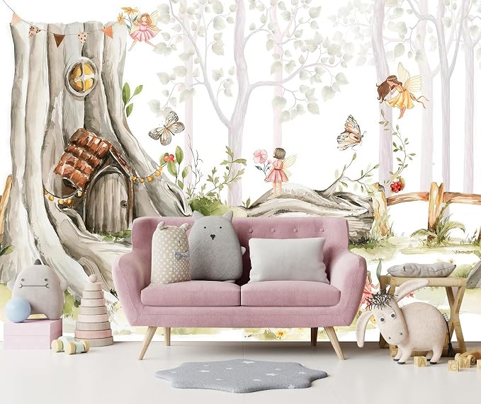 Nursery Forest Peel and Stick Wallpaper Tree Landscape Wall Mural | 137"x96", Self Adhesive Canvas, for Bedroom Living Room Bathroom, Seamless, No overlapping - Image 3