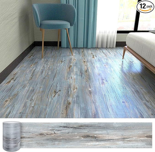 Lareko Peel and Stick Floor Tile, Waterproof Vinyl Plank Flooring | 12-Pack 18 Sq.Ft , Self-Adhesive Laminate Vinyl Tiles,Realistic Wood Grain for DIY Bathroom, Laundry Room & Rental Upgrades by Lareko