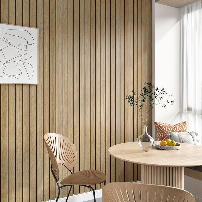 3D Wood Slat Panel for Walls Peel and Stick PVC Slat Wall Paneling | Peel and Stick Wood Panels Self Adhesive Flexible Wooden Slat Wallpaper for Bedroom Living Room Wall Decor Ceiling 118"x11.8" - Image 7