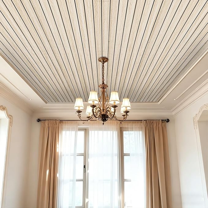 3D Peel and Stick Wall Panels PVC Grille Slat 197"x15.8" Self-Adhesive Wall Sticker Soundproof Paneling for Walls and Ceiling in Faux Herringbone Oak Texture - Image 7