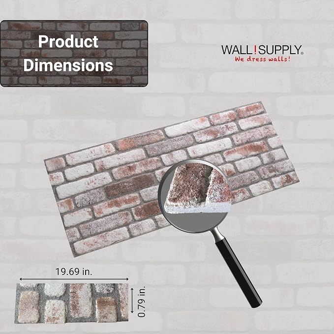 Wall!Supply 3D Wall Panels – Faux Brick, White Wash Weathered – Lightweight Foam (EPS) – Wallpaper Alternative for Living Room, Bedroom & Office – Easy DIY Installation – 4 Pack, Covers 25.84 Sq Ft | Lightweight EPS Foam, Wallpaper Alternative, Easy DI... - Image 5