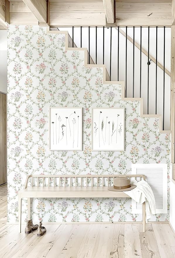 Floral Peel and Stick Wallpaper Thicken for Bedroom 16.9in x 118in | Boho Botanical Contact Paper Green Floral Peel and Stick Wallpaper Removable Self Adhesive Waterproof for Bathroom Nursery - Image 6