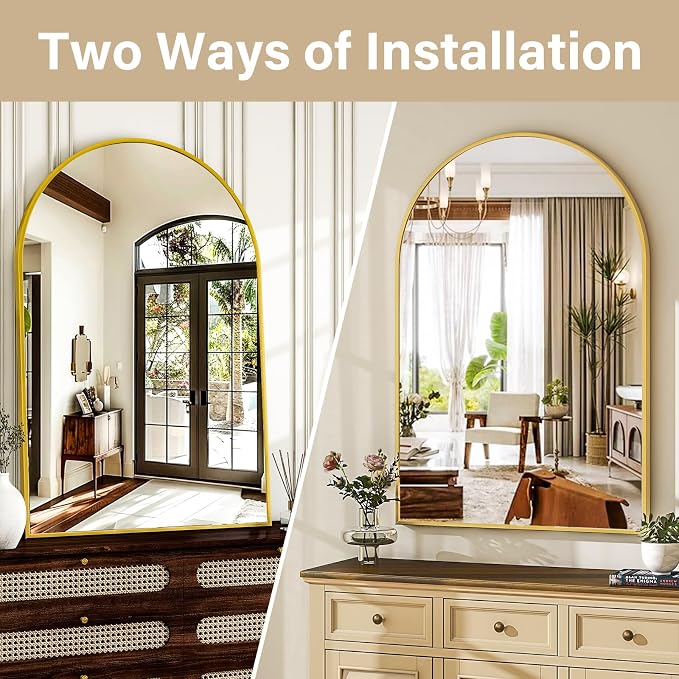 HARRITPURE 16"x24" Arched Bathroom Mirror - Gold Wall Mounted Mirror - Black Arch Mirror - Aluminum Alloy Frame Bathroom Mirror Living Room, Bedroom, Bathroom and Entryway - Image 5