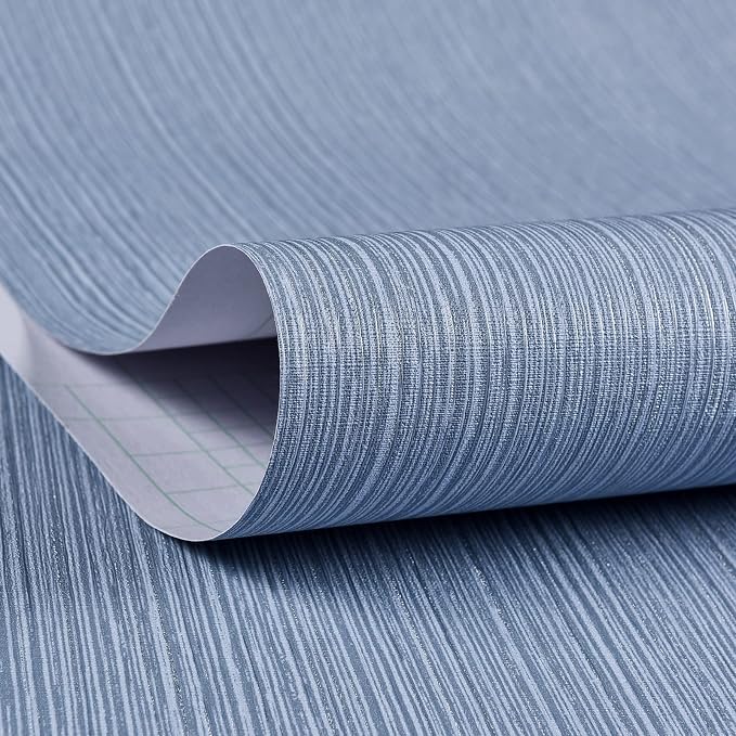 Haimin Grasscloth Wallpaper Textured 24in X 393in Fabric Contact Paper Grey Blue Wall Paper Textured Linen Peel and Stick Self-Adhesive Thick Vinyl Embossed Film Wallpaper (Gray Blue) | Grey Blue Wall Paper Textured Linen Peel and Stick Self-Adhesive T... by HaiminHomeDecorWallpaper