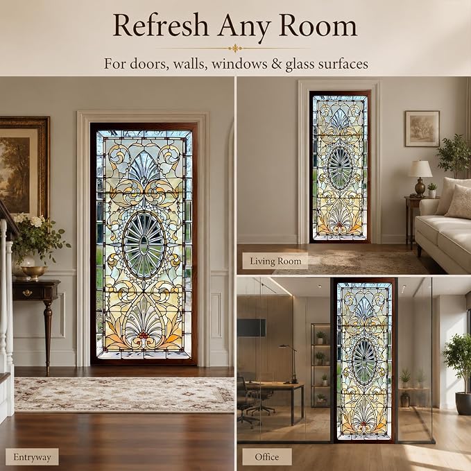 Door Stickers Peel Stick Murals-Wall Covers Decorative Decal Opaque Glass | 30.3"W x 78.7"H, 3D Opaque Glass Wallpaper，Waterproof Removable Opaque Vinyl Self Adhesive Fake Door Decor for Home Office - Image 7