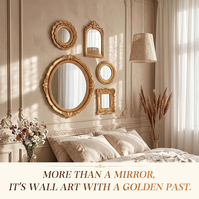 Vintage Mirror Set,15in/7in/6in/4in,Vintage Style,5 Pcs - Image 3