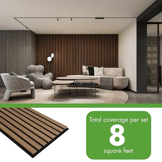 Art3d 4-Pack 12" x 24" Soundproof Wood Slat Panels, 8 sq.ft Acoustic Wall Panels, 3D Wall Panels with Wood Slat Design, Decorative Wood Wall Panel for Accent Walls-Deep Walnut - Image 4