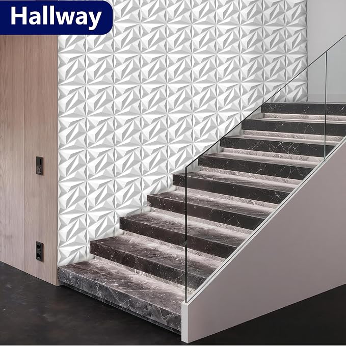 3D Wall Panels White PVC Wall Panels for Interior Decor 12"x12" | 3D White Wall Panels for Living Room, Bedroom, Gaming Room Decor, Lobby Office Accent Walls, 20 Pack Covers 19.Sq.Ft. - Image 9