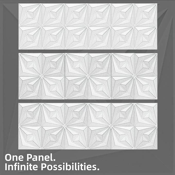 AMZDEPOT 3D Wall Panels, 12x12 Inch, 20 Pcs, Silver | Interior Wall Decor, 3 Layout Options, PVC Textured Wall Art Decor, for Living Room Bedroom TV Background Gaming Room - Image 3