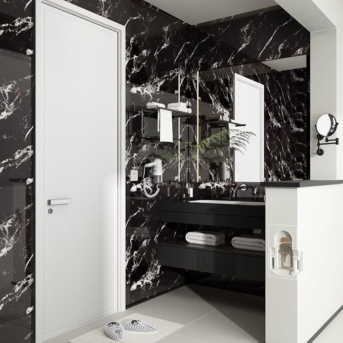 Haimin 3D Wall Panels Peel and Stick Marble Look Tile Backsplash, 20 Pack | Waterproof & lightweight, each 23.6x11.8in, total 38.7 sq ft. Kitchen/bath backsplash, wall decor. Marble-look faux tile - Image 6