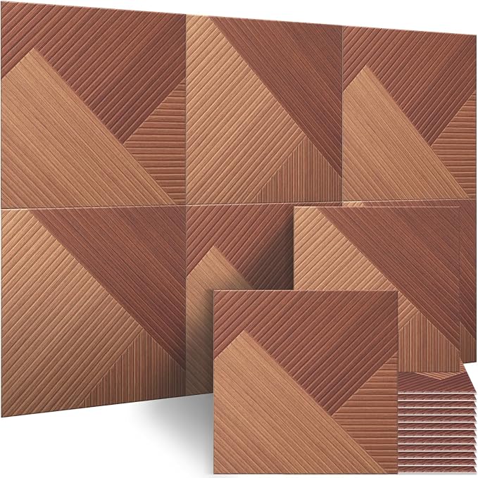 BUBOS 6-Pack Acoustic Panels, Wood Grain Sound Absorbing Panels, 23.6"x23.6" | Peel and Stick, for Home Office, Studio & Wall Decor Sound Treatment, Wall Panels for Noise Reduction & Stylish Room by BUBOS