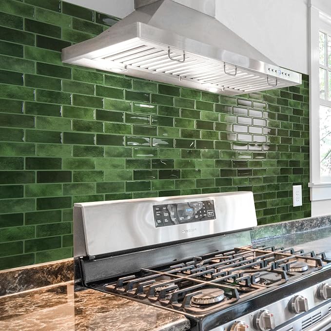 Art3d 10-Pack Marble Tile Peel and Stick Backsplash, 12 x 12 in, Jade Green | Strong Adhesion, Lightweight, Cuttable, Waterproof, Fadeless, Crack Resistant, for Kitchen, Bedroom, Ideal for Recently Moved - Image 2