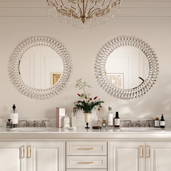 Kelly Miller 28" Jeweled Luxury Round Decorative Wall Mirror - Image 9