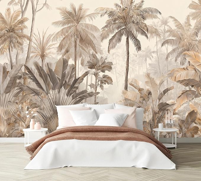 PYFFYP-Retro Tropical Jungle Leaves Peel and Stick Wallpaper murals by PYFFYP