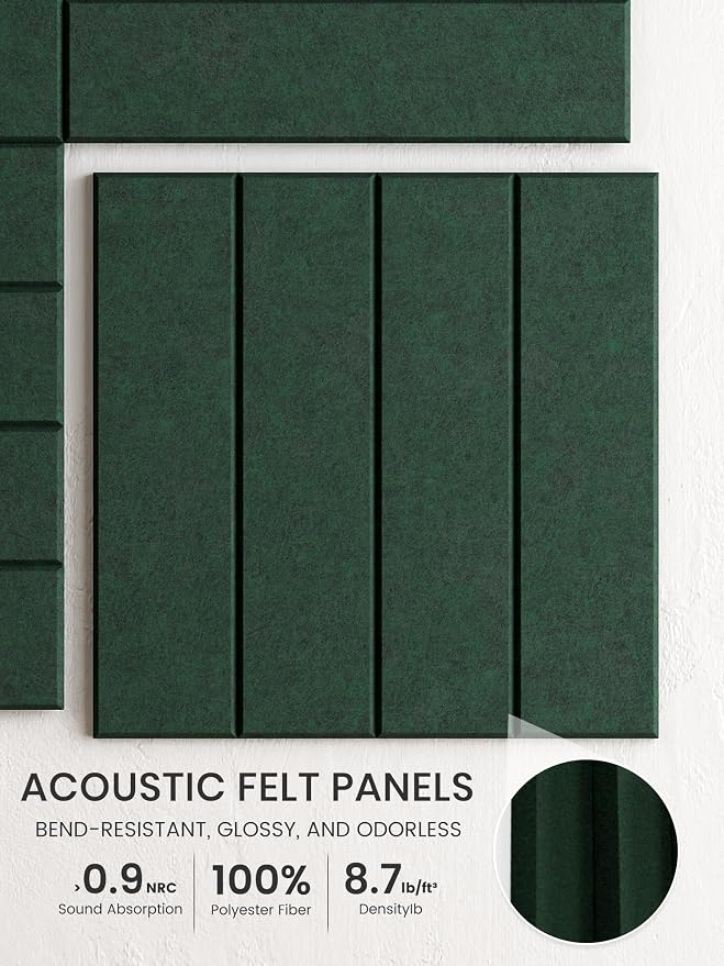 Bumusty 48"x 36" Large Felt Bulletin Board Tiles, Pine Green | 12-Pack Cork Board Alternative, Wall Decor, 30 Pushpins, 60 Adhesive Tabs, Vision Board, Office, Classroom, Home, Dorm - Image 3