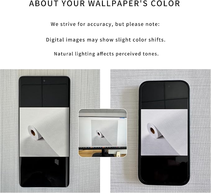 Haimin Grasscloth Textured Wallpaper 24in X 393in Fabric Contact Paper White Wall Paper Linen Peel and Stick Self-Adhesive Thick Vinyl Embossed Film Wallpaper (White) - Image 4