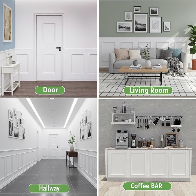 Peel and Stick Wall Molding, 4 Set 16" x 20" Pre Cut Wainscoting Panels | Ready-to-Assemble Wall Accent Kit, Paintable & Lightweight Molding Trim Decor for Living Room Bedroom Hallway Picture Frames - Image 7