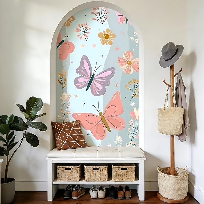 Arch Wall Decals Peel and Stick, Large Wall Stickers, Removable Home Decor Art Wallpaper for Bedroom Living Room 71'' × 31.7'' (Butterfly) - Image 3