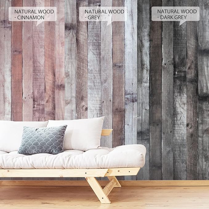 Yun-aeon Natural Wood-Dark Grey Contact Paper Peel and Stick Wallpaper | 17.3"x 200"Self Adhesive Removable Vintage Faux Wood Wall Paper Plank Shelf Home Decoration Kitchen Counter Cover - Image 3