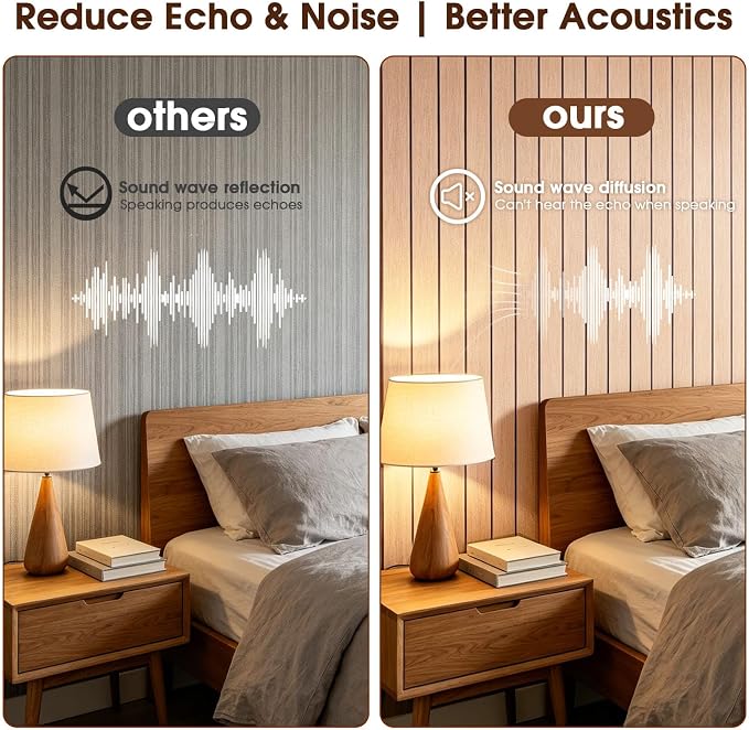 3D Peel and Stick Wall Panels PVC Grille Slat 197"x15.8" Self-Adhesive Wall Sticker Soundproof Paneling for Walls and Ceiling in Faux Oak Wood Grain Texture - Image 4