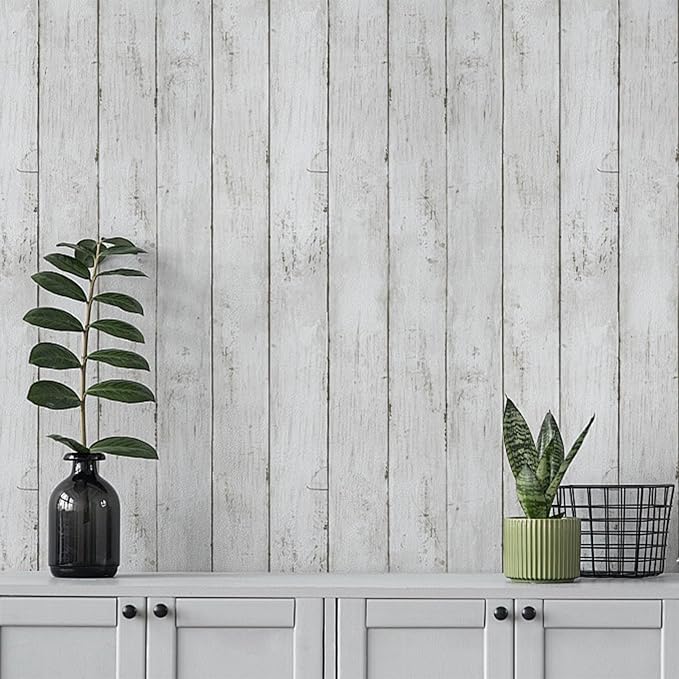 Shiplap Peel and Stick Wallpaper, Contact Paper for Classroom Home Decor | 17.7"x205" Removable Self-Adhesive White Wood Plank Film, Farmhouse Decor for Bulletin Board Desk Cabinet & Home Renovation - Image 4