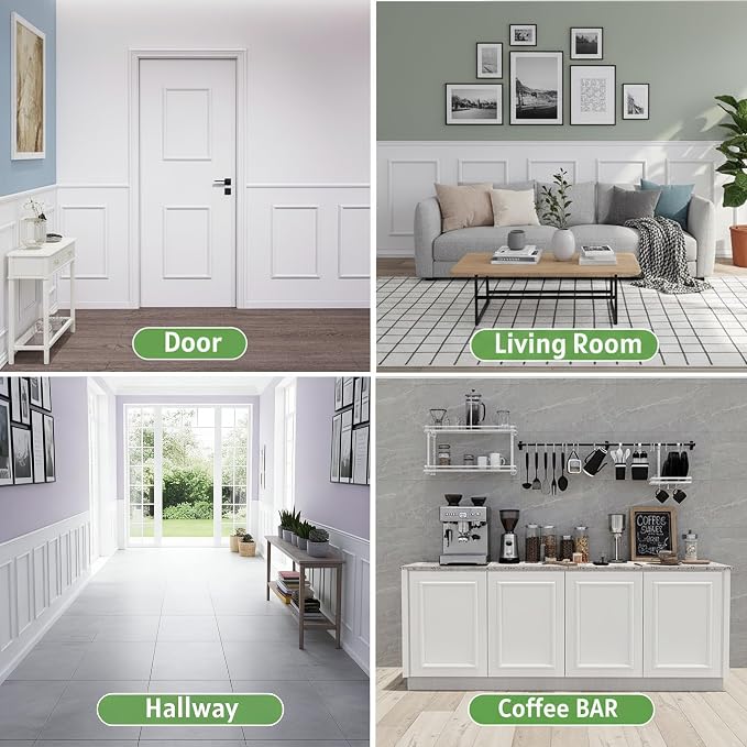 Peel and Stick Wall Molding, Pre Cut, Paintable, 4 Set 16" x 24" | Wainscoting panels,Ready to assemble,for Living dining bedroom hallways island,with adhesive tape,Lightweight,Waterproof - Image 7