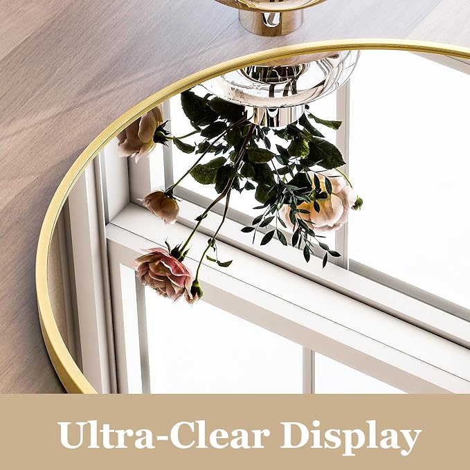 HARRITPURE 16"x24" Arched Bathroom Mirror - Gold Wall Mounted Mirror - Black Arch Mirror - Aluminum Alloy Frame Bathroom Mirror Living Room, Bedroom, Bathroom and Entryway - Image 4