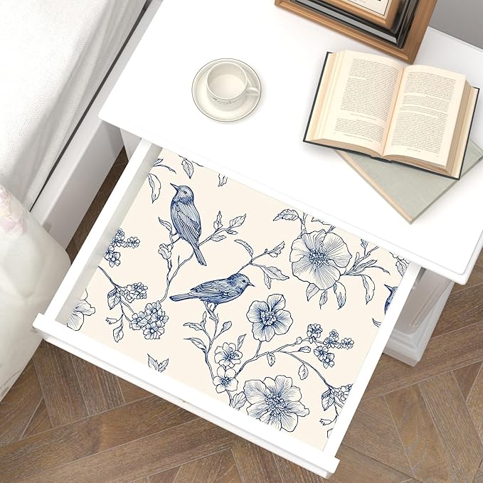 Laatse Floral Bird Vintage Wallpaper Peel and Stick 17.5" x 118",Beige - Image 4