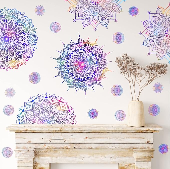 Purple Mandala Wall Stickers Mandala Decal for Window Modern Wall Art Mural | Headboard vinyl decoration, lotus peel and stick, removable, self adhesive, for bedroom living room yoga room home gym decor by Kazova