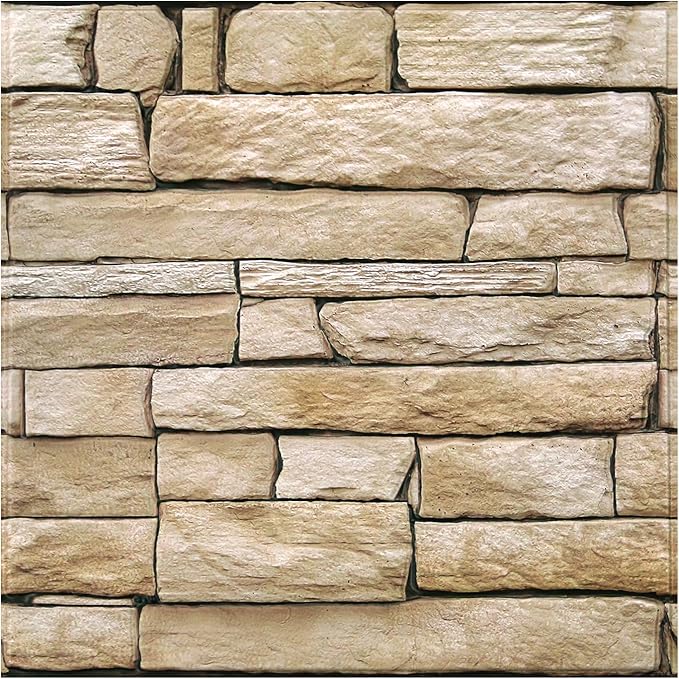 3D Faux Stone Wall Panels Peel and Stick, Designed for Quick DIY | Light Brown, 10 Pcs 11.8" x 11.8", Stone-Look, Ultra-Light PVC Fake Stone Covering Tiles for Wall Renovation, Cover 9.7 sq ft - Image 8