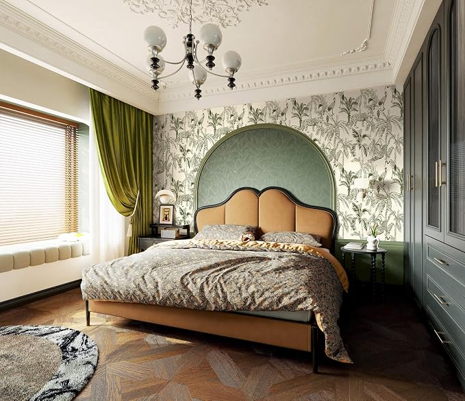 Heroad Boho Jungle Peel and Stick Wallpaper Beige and Green Contact Paper 17.3"x78.7" Animal Wall Paper Removable Self Adhesive Leopard Wallpaper for Cabinets Waterproof Bathroom Vinyl Roll - Image 8
