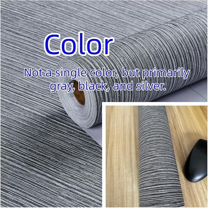 Haimin Grasscloth Wallpaper Textured 24in X 393in Fabric Contact Paper Gray Wall Paper Textured Linen Wallpaper Peel and Stick Self-Adhesive Thick Vinyl Embossed Film Wallpaper (Gray) - Image 6
