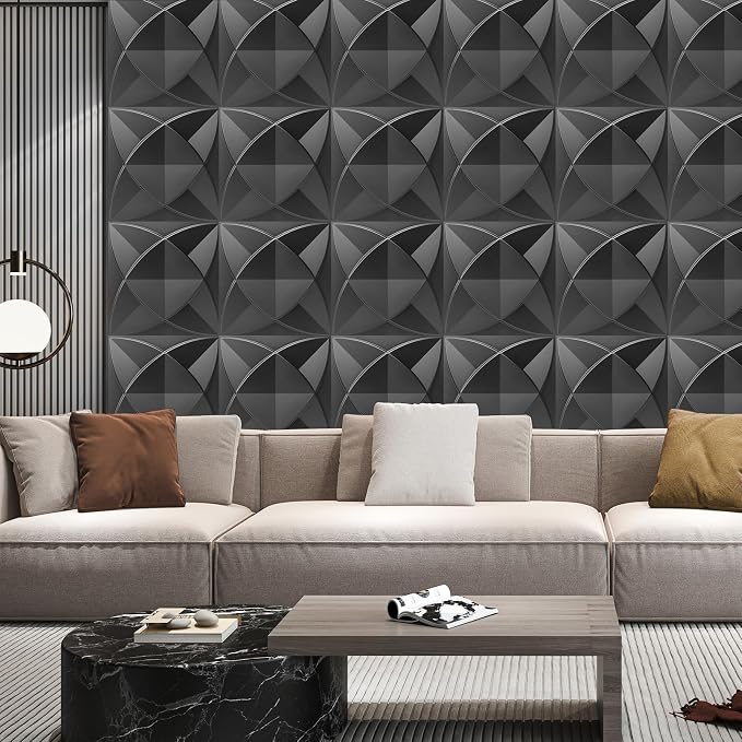 Art3d Waterproof 3D Textured PVC Decorative Wall Panels, 33-Pack, Black | Cover 32 Sq. Ft, Break-Proof, Scratch Resistant, Glue-Up, Anti-Sag, Ideal for Interior Wall Decor, Living Room, Bedroom - Image 6