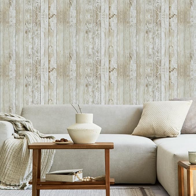 Shiplap Peel and Stick Wallpaper Contact Paper for Bulletin Board Classroom | 17.7"x 118" Washed Wood Panel Film Self-Adhesive Removable Farmhouse Decor for Cabinets Desk Classroom Bulletin Board Wall - Image 8