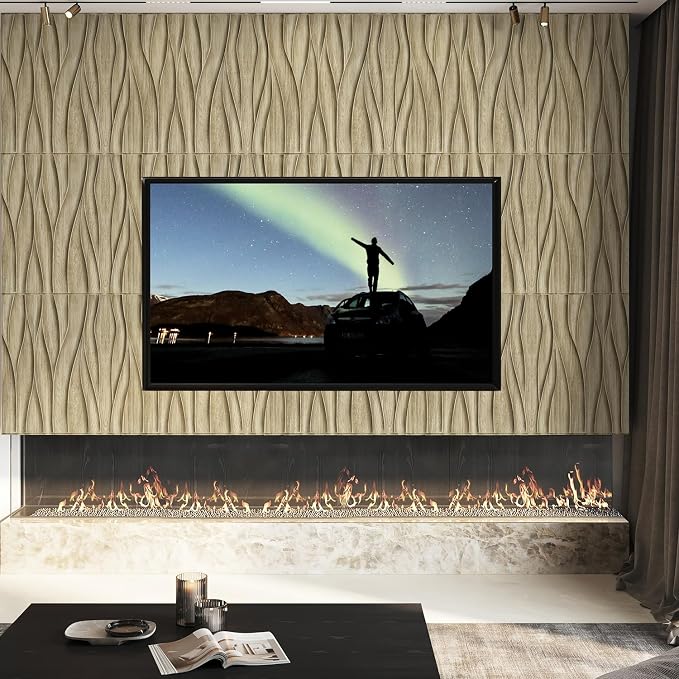 STICKGOO Wave 3D Wall Panels, Natural Oak, 19.7''x19.7'' | Accent Wall Panels for Interior Wall Decor, Living Room, Office, Bedroom, Pack of 12 Cover 32.4 Sq.Ft - Image 2