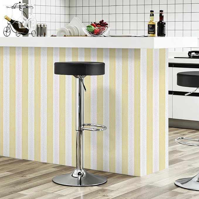 Yellow White Peel and Stick Wallpaper 15.7"x118" Modern Stripe Wallpaper | Self-adhesive Contact Paper for Cabinets Furniture Renovate Wall Covering - Image 6